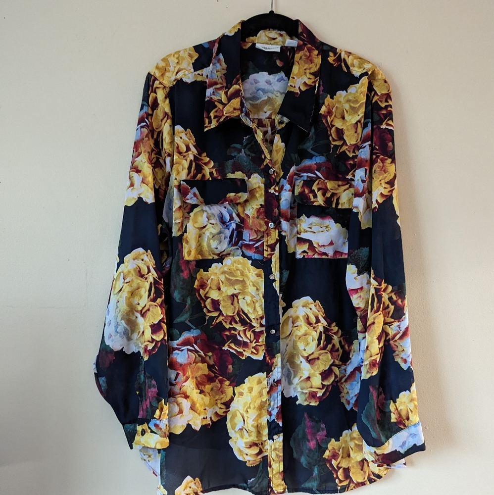 liz claiborne womens floral button up shirt size 2x